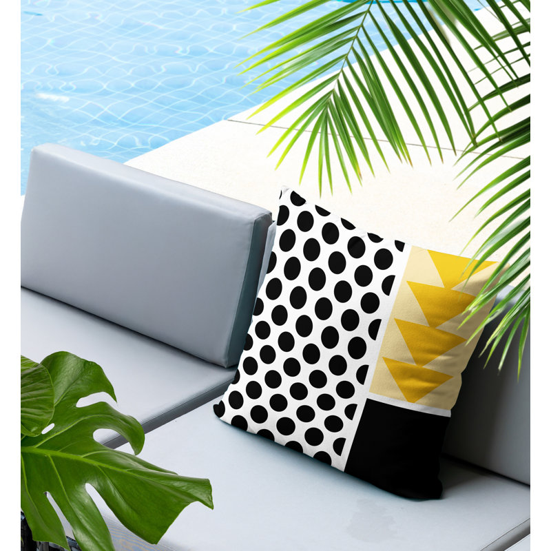Oreiller carré réversible intérieur / extérieur Snazzy, Carré 16 po, Jaune