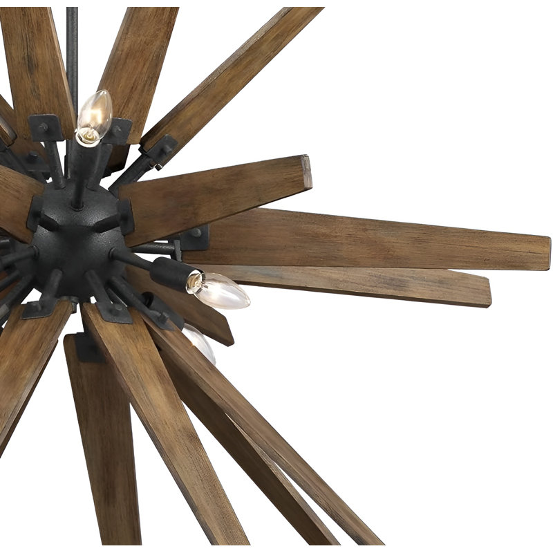 Lequan 8 - Light Thorne Modern Unique Spuntik Wood Chandelier, Matte Black, 64" H x 41.3" W x 41.3" D
