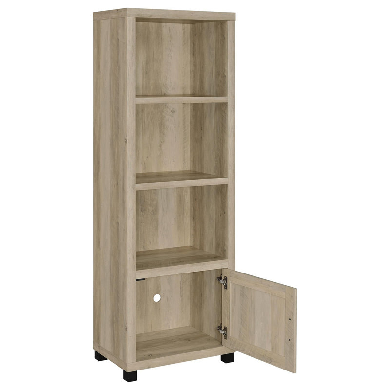 Tour média en bois d'ingénierie à 3 tablettes Vivek, Blanc naturel délavé