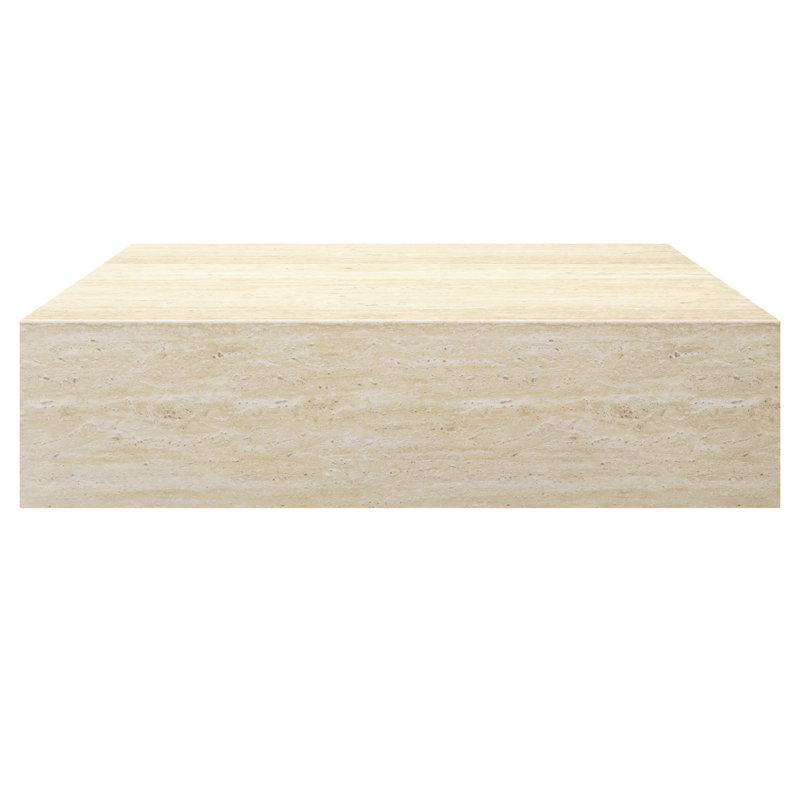 Table basse rectangulaire contemporaine en béton de qualité contractuelle ECC - Travertin, Beige