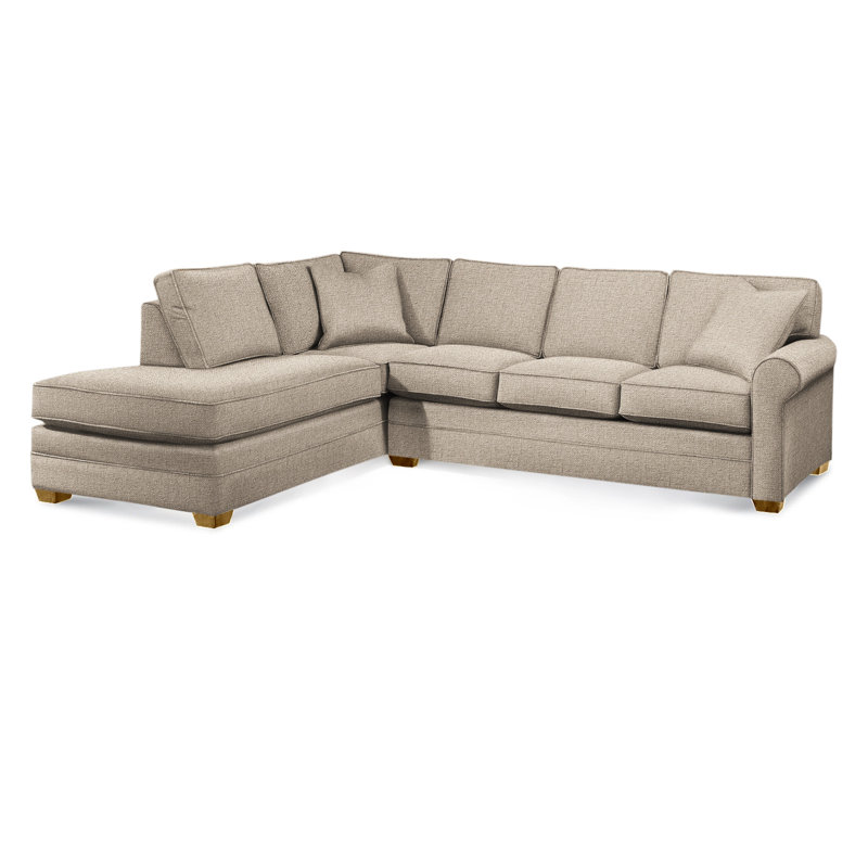 Bedford Upholstered Sectional, Eggshell Crypton Performance; 0884-93, Left Hand Facing, Honey Finish