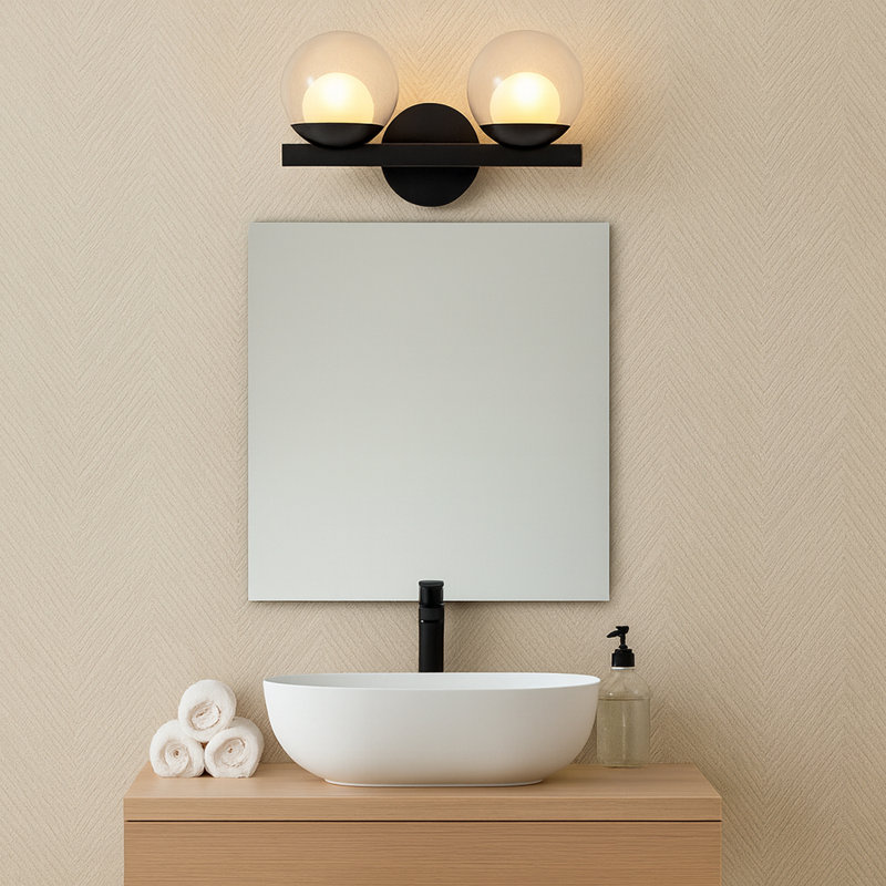 Hinkley Sunni Small Two Light Modern Bath Vanity Fixture, Black