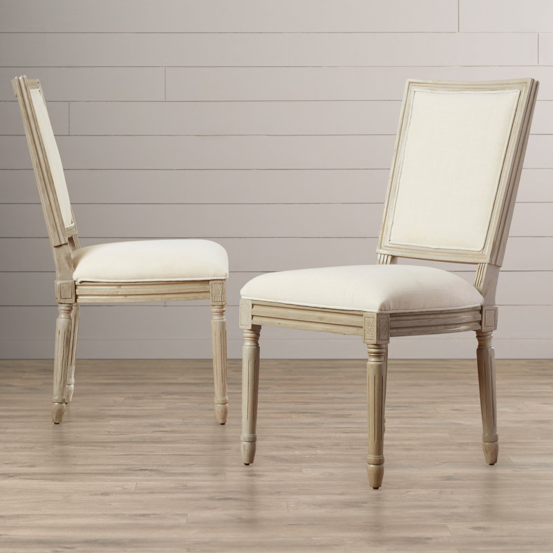 Moneta 19.5'' H Upholstered Side Chair, Light Beige/Rustic Gray