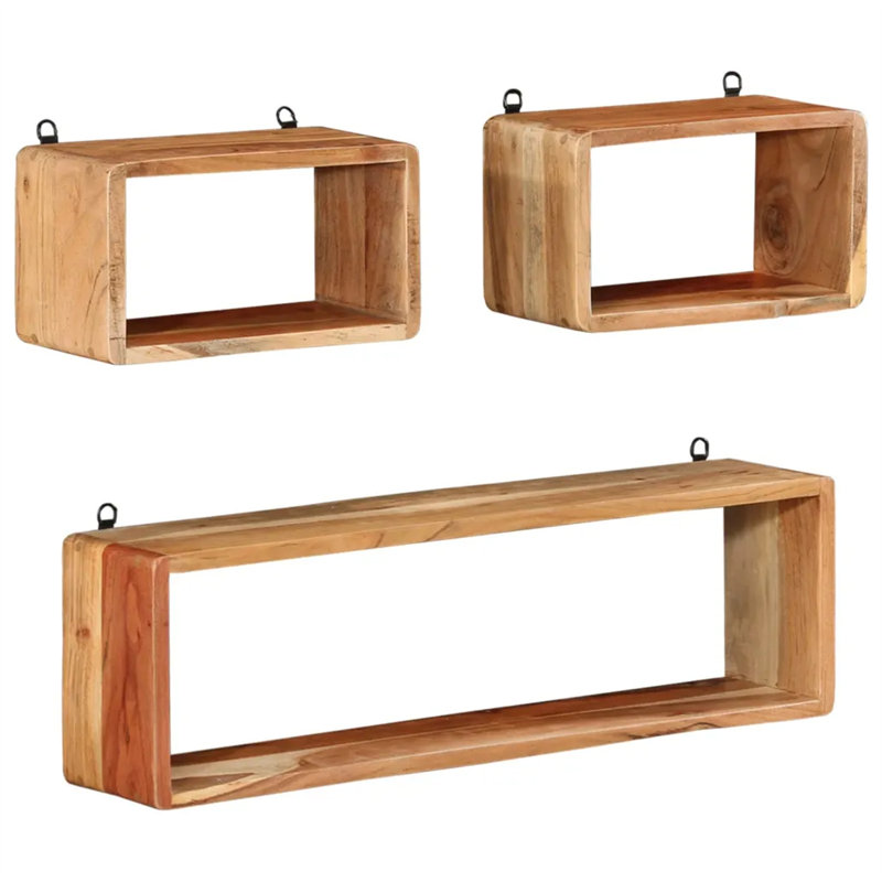 Dolan 3 Piece Acacia Solid Wood Accent Shelf, Brown