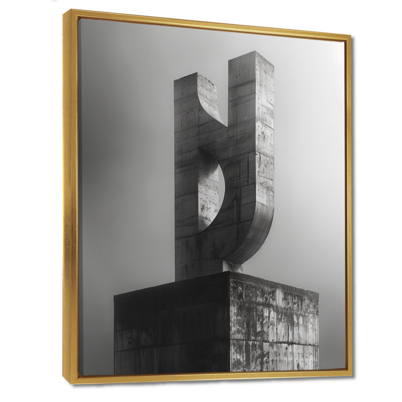 Monochromes architecturaux d'art III, reproduction d'art mural, Cadre flottant doré, H 16 po x l 32 po