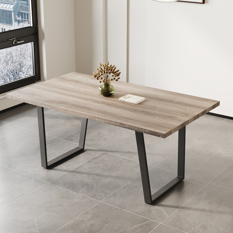62.9-inch rectangular MDF dining table, simple and modern design, 6-person dining table,  perfect for kitchen and dining rooms