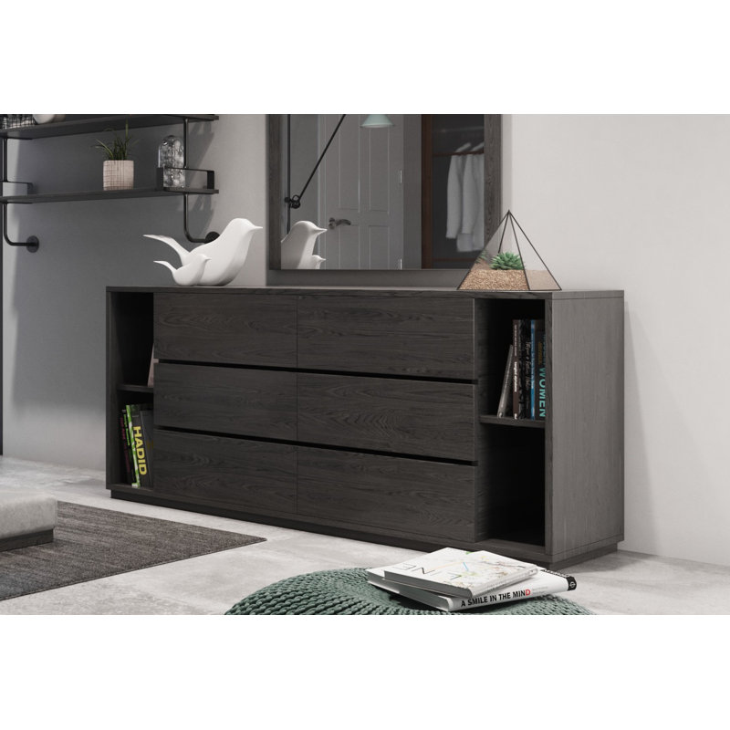 Amalie 63" 6-Drawer Double Dresser, Gray