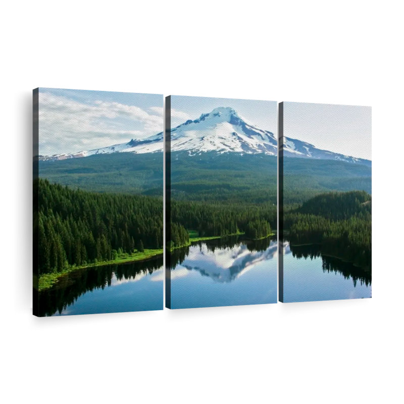 «Mount Hood Lake Reflection», reproduction sur toile, H 48 po x l 74 po
