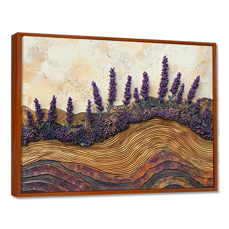 Champ de lavande sur la rivière Crystal Wood II - lavande, art mural, H 16 po x l 32 po, Impression encadrée flottante, Brun
