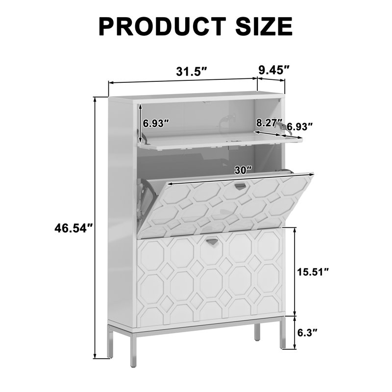 Bailes 16 Pair Shoe Storage Cabinet, Green