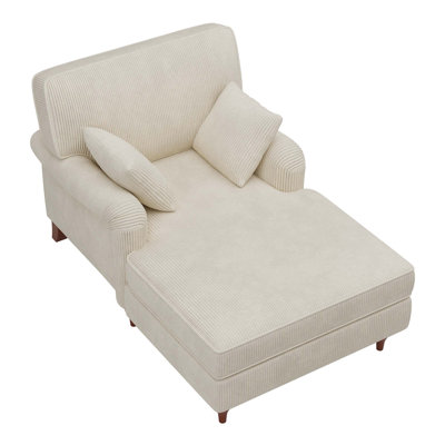 40.5'' Oversized Chaise Lounge Chair Indoor With 2 Comfy Pillows Rolled Arms Corduroy Fabric Sleeper Sofa Chair For Living Room Bedroom -  Red Barrel Studio®, EE56C64BE76C4083BAF7B06432687038