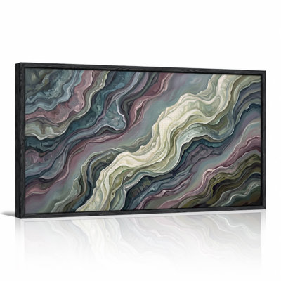 Swirling Marble Texture in Dusty Pink and Teal Colors Canvas Wall Art