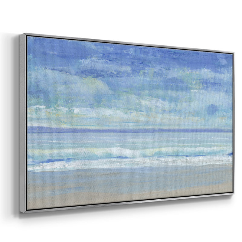 Rolling Surf II, peinture sur toile encadrée, H 27 po x l 41 po x P 2 po, Encadrement argenté