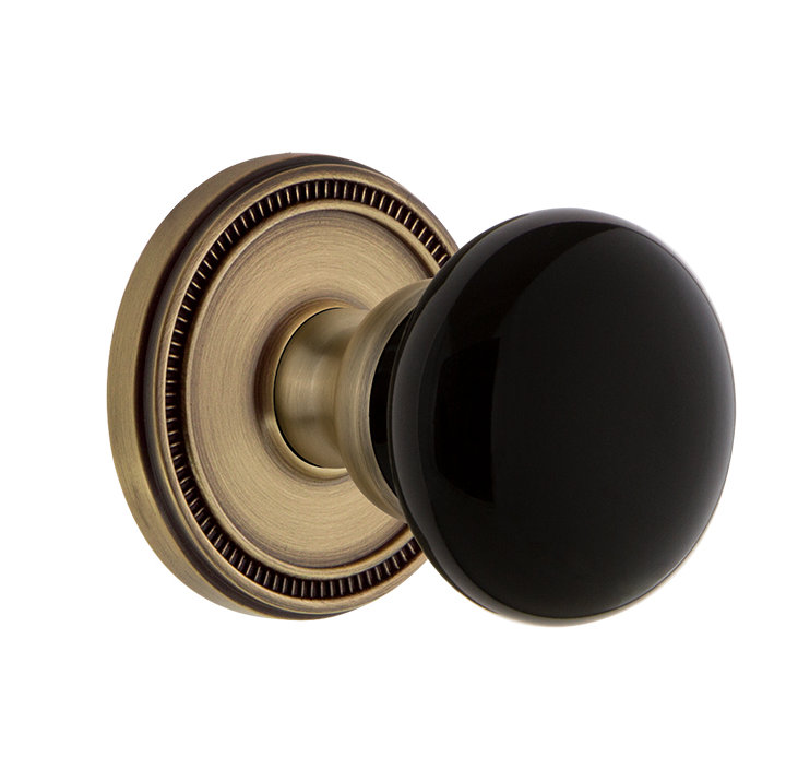 Rosette Grandeur Soleil avec bouton de porte Coventry, Laiton rétro, 2-3/4"