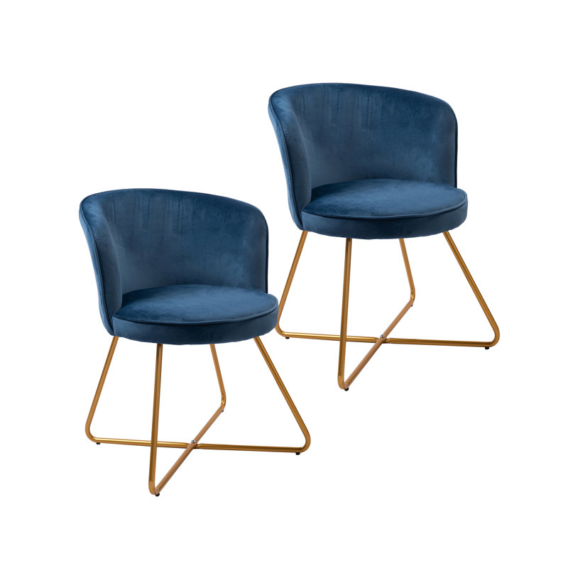18.91'' H Velvet Upholstered Armchair, Blue, 2