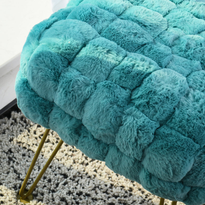 Aislee Upholstered Ottoman, Aqua 100% Polyester