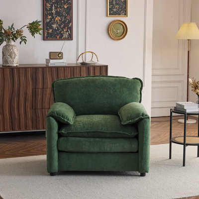 Fauteuil de 38,58 po en chenille, fauteuil d'appoint avec siège à double couche et dossier rembourré