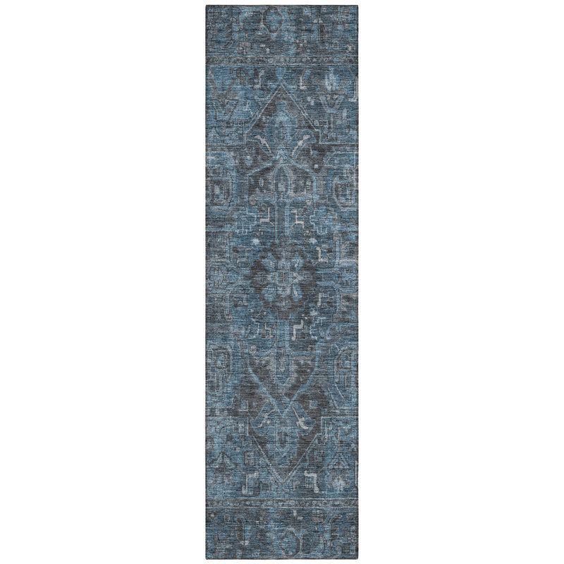 Tapis de couloir intérieur et extérieur noir lavable 8 pi HomeRoots