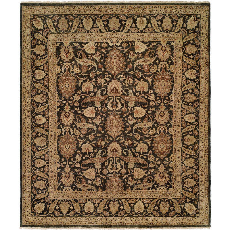 McCook Wool Oriental Area Rug in Aged Ebony, Rectangle 3' x 5'