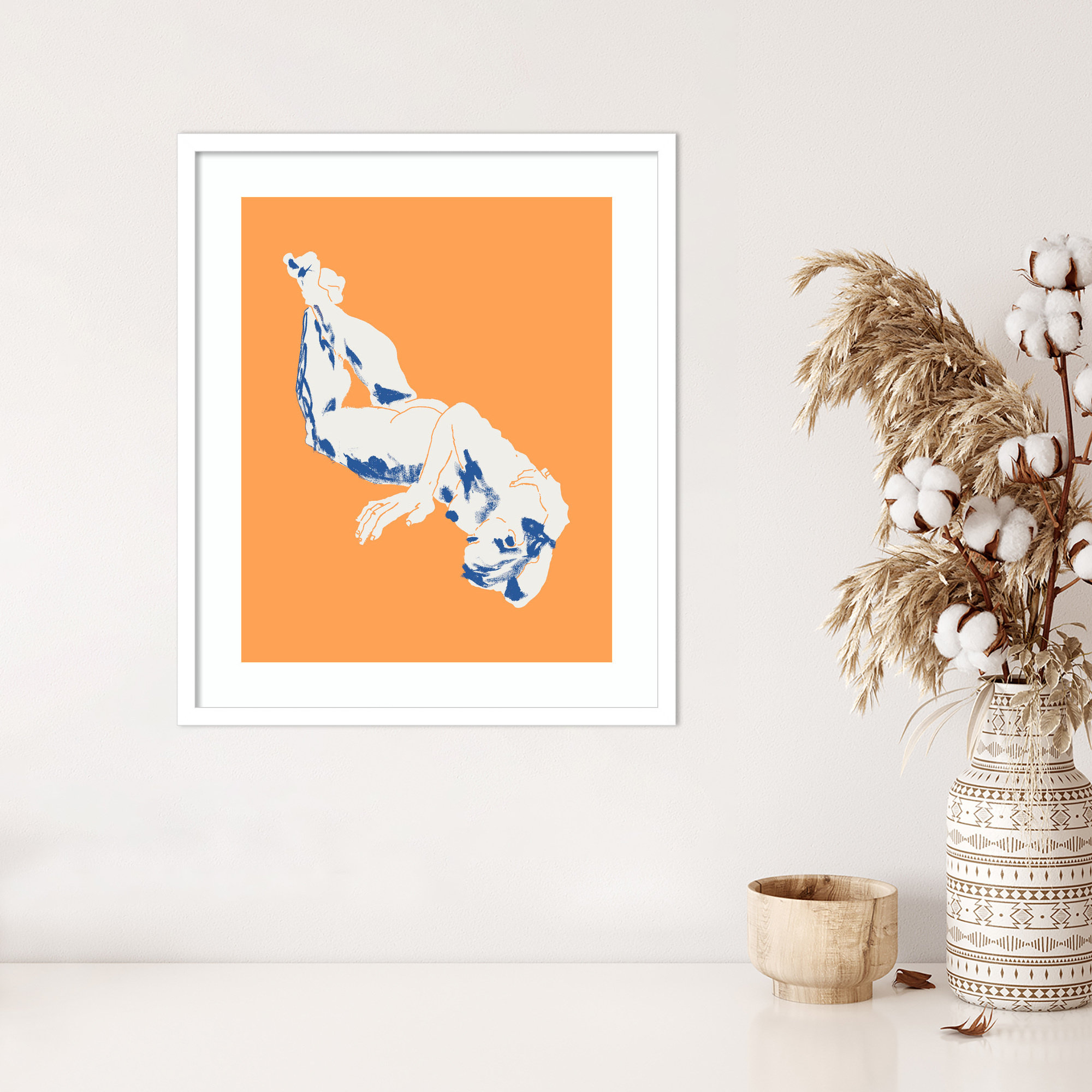 Nude Orange by Nantucket Wood Framed Wall Art Print, 25" H x 21" W, White