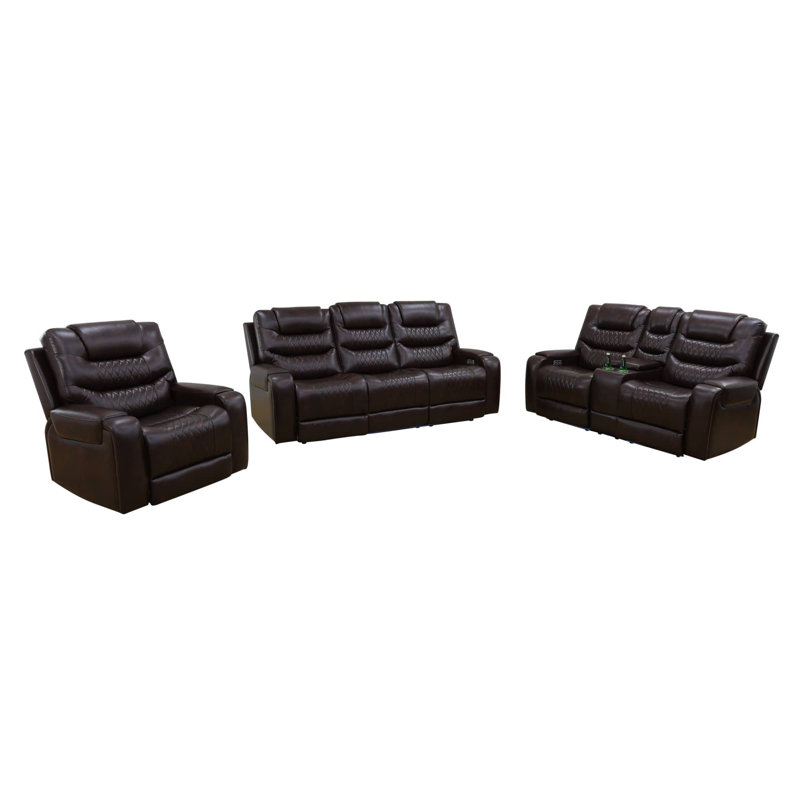 Ensemble de canapé inclinable électrique 3 pièces Breathing Leather