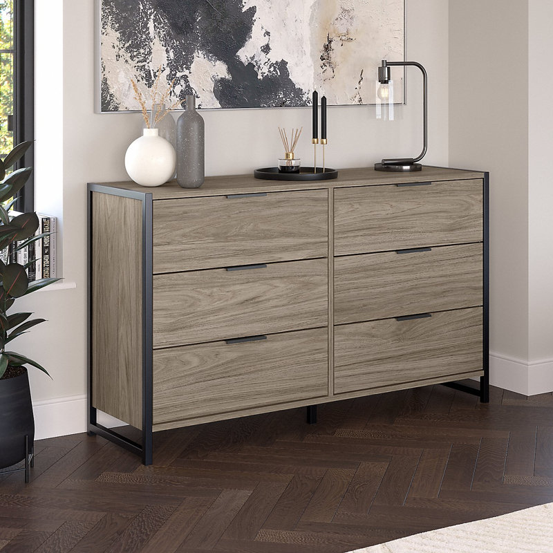 Spero 57'' W 6 - Drawer Dresser, Modern Hickory