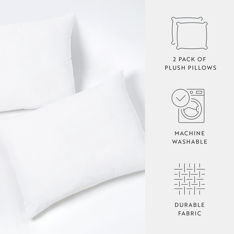 2-Pack Plush Bed Pillows Set, Queen