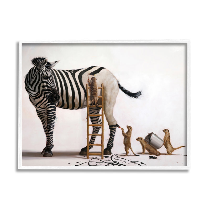 Peinture suricate encadrée sur bois par Lucia Heffernan, H 24 po x l 30 po, Giclée encadrée blanc bord de mer