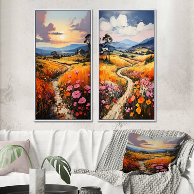 " Farm Summer Fauvist Field " 2 - Pieces