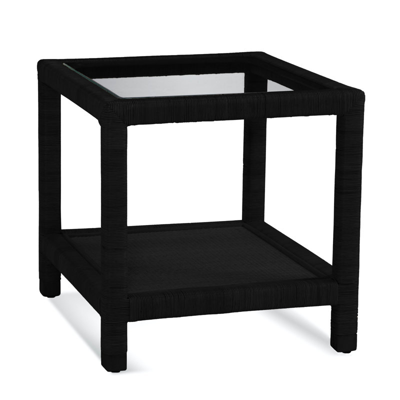 Pine Isle Glass End Table, Black