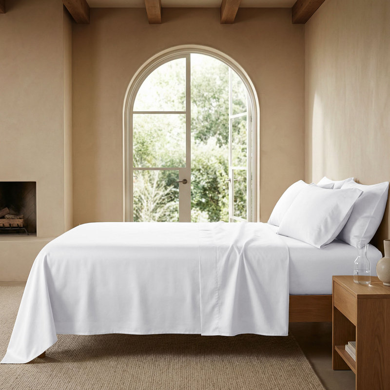 Ensemble de draps 100% satin de coton à densité de tissage 800 fils Threadmill, Hotel White Solid