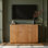 Buffet en bois massif cannelé à 3 portes avec gestion des câbles et tablettes réglables Martha Modern