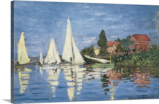 «Regatta at Argenteuil» par Claude Monet, reproduction d'art, H 24 po x l 36 po x P 1,25 po, Toile