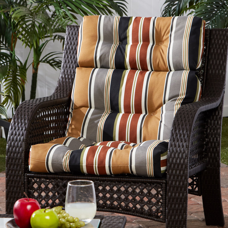 Lester Outdoor High Back Chair Cushion, Brick Stripe, 1