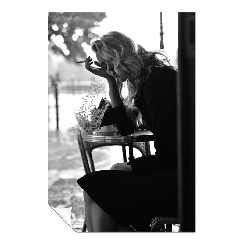 Closed-eyes Woman Smoking - No Frame Print, 76cm H x 51cm W