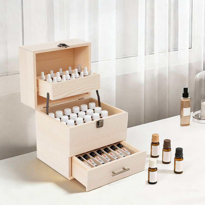 59 Grid Wood Essential Oil Box
