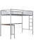 Lit mezzanine simple avec garde-corps et bureau en métal argenté polyvalent-1336992723
