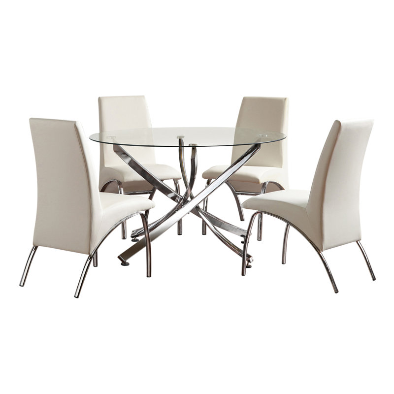 Kilburn 5 - Piece Dining Set in White and Silver