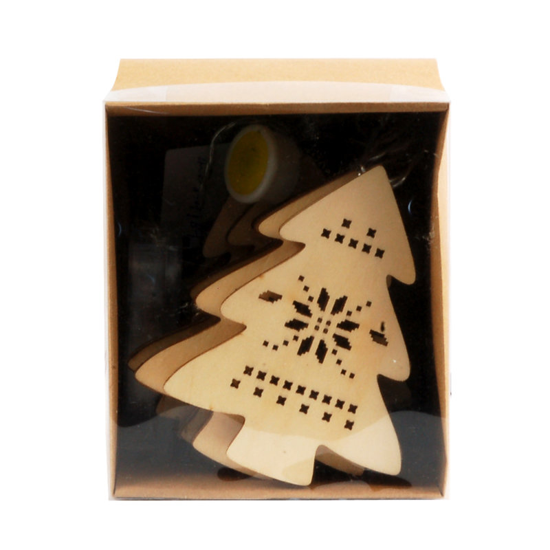 Warm White Wooden Christmas Tree LED String Lights, 48"