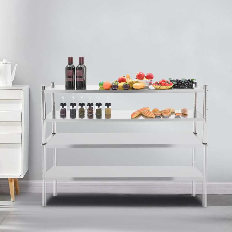 Étagère robuste à 2 niveaux en acier inoxydable