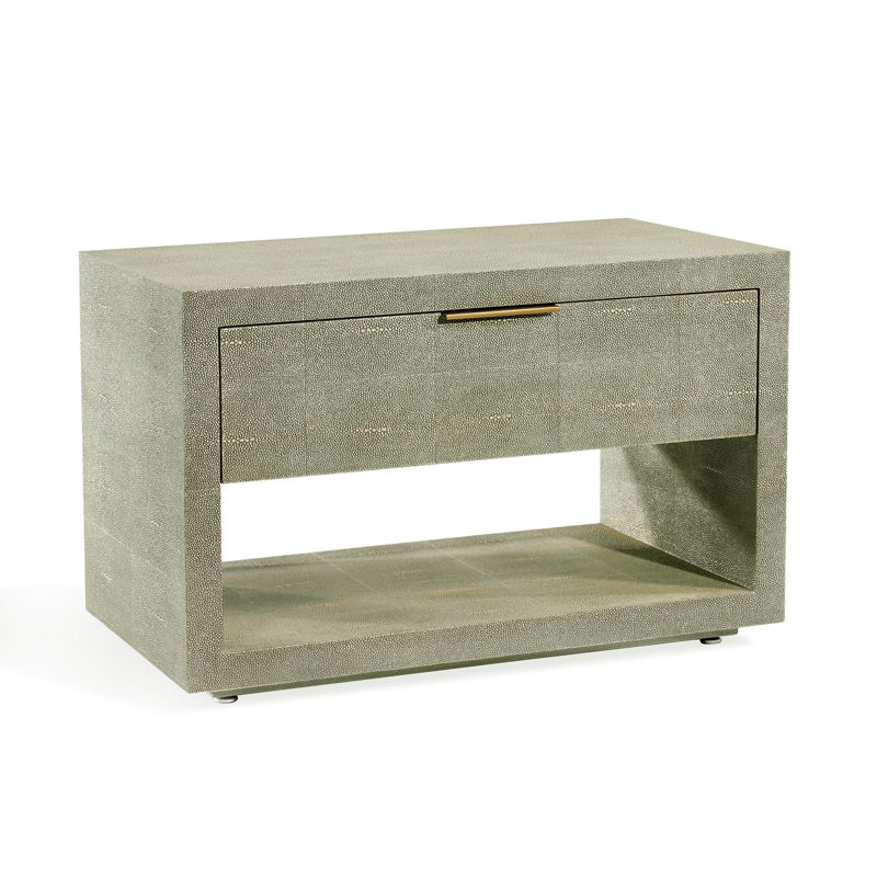 Montaigne 1 - Drawer Nightstand, Sorrel Gray Sharkskin//Antique Brass