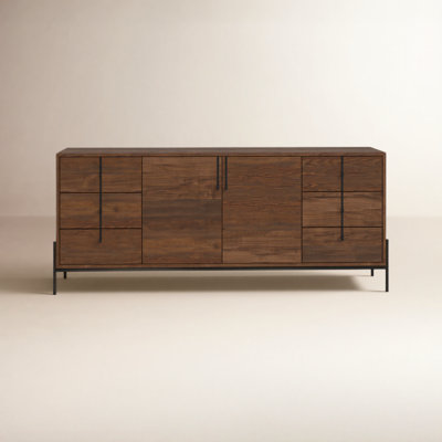 Nelda 71.5" Wide 6 Drawer Mango Wood Sideboard