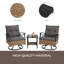 Ensemble de chaises berçantes pivotantes d'extérieur 3 pièces avec 1 table et 2 chaises berçantes
