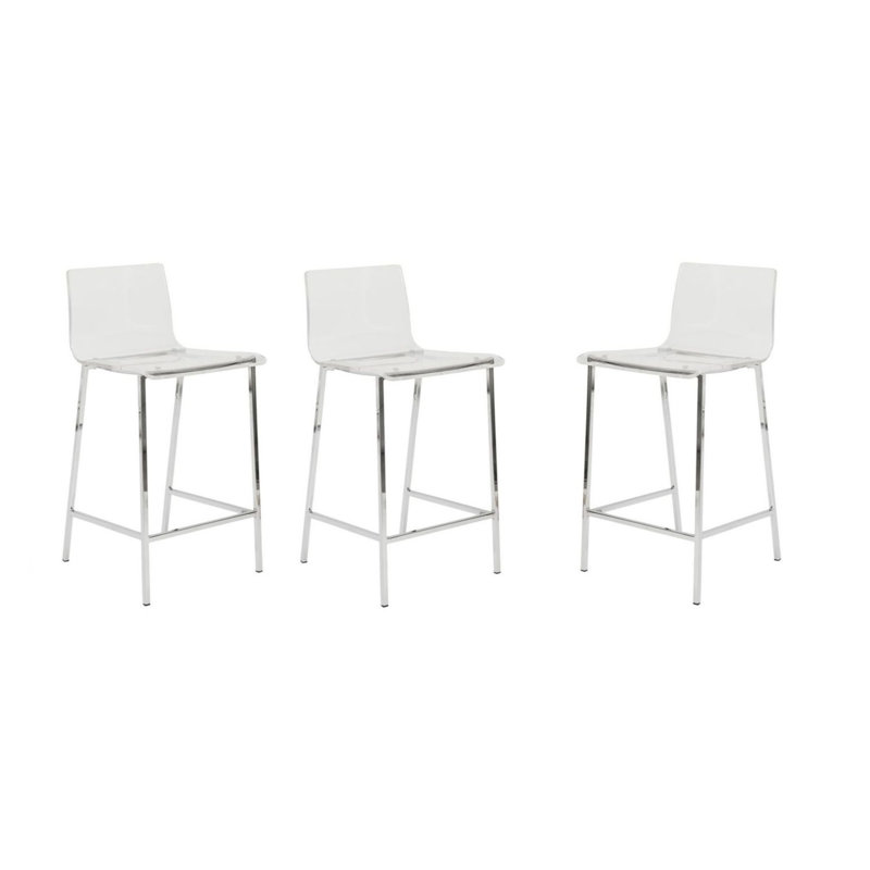 Izidora Counter Stool with Metal Frame, Chrome