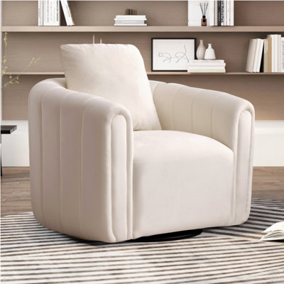 Deria 30.5'' W Velvet Swivel Barrel Chair