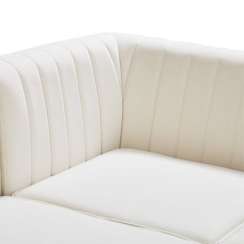 Canapé modulaire en velours réversible de 119 po de largeur Enson, Velours crème