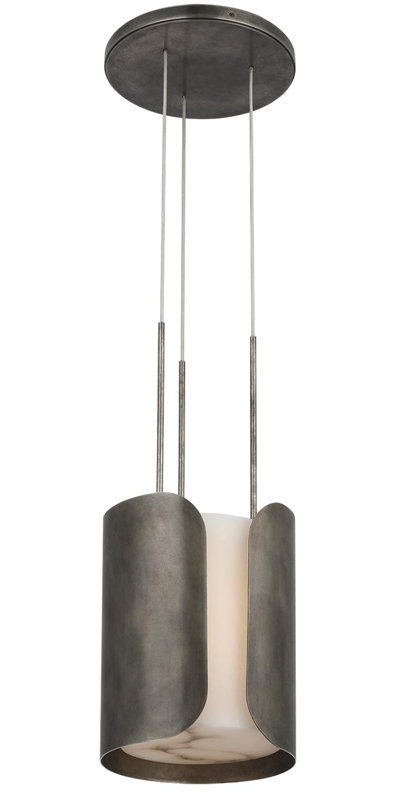 Anne-Marie Barton Armise Pendant with Nova Frost, Mottled Pewter, 245.25" H x 11" W, White