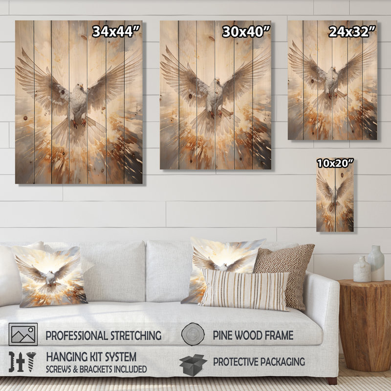 Ilias - Impression spirituelle sur bois de pin naturel, H 32 po x l 24 po