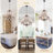 Farmhouse 25 in. 5-Light Adjustable Chain Solid Wood Chandelier with Light Kit-1323503749
