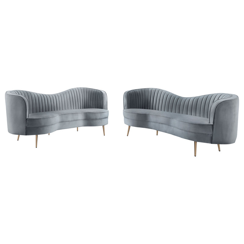 Premium Craftsmanship - Ensemble de canapé capitonné 2 pièces Buxton, Gris